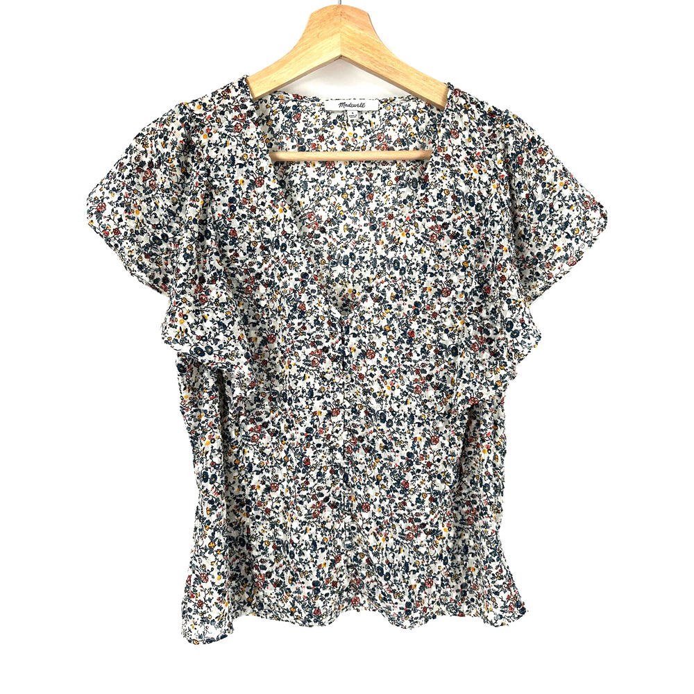 Madewell Carmelina Flutter Sleeve Top Blossoming Vines Size  4